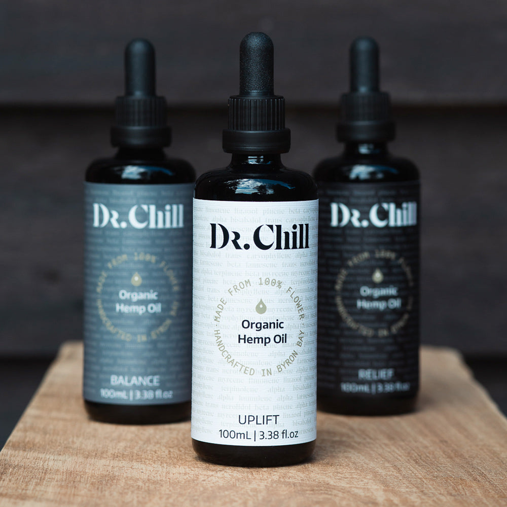 Some of the Dr Chill organic hemp oil range