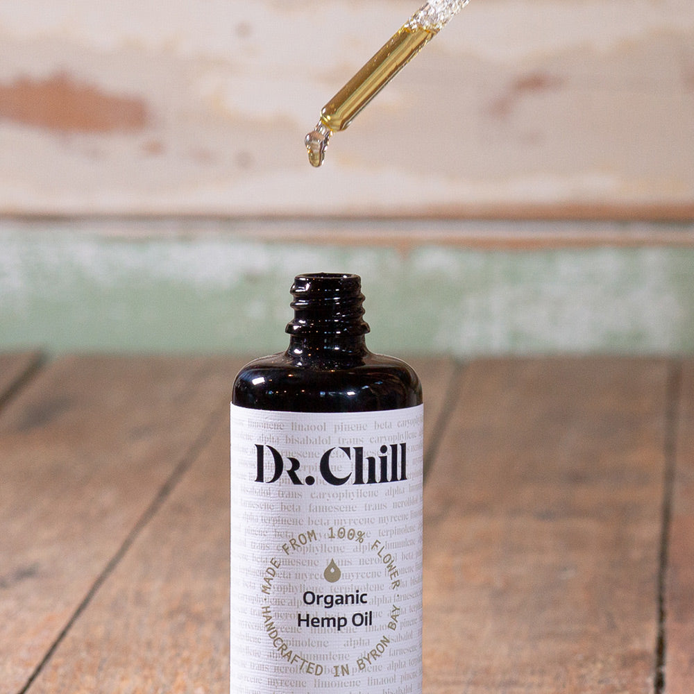 Dr Chill Organic Hemp Oil Byron Bay Uplift Bottle with dropper